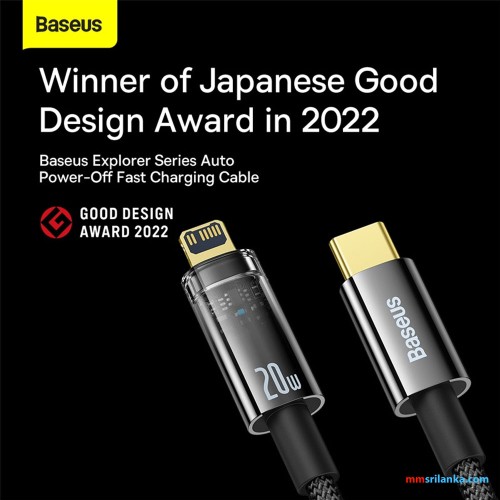 Baseus Explorer Series 2M 20W Auto Power-Off Fast Charging Data Cable Type-C to Lightning Black